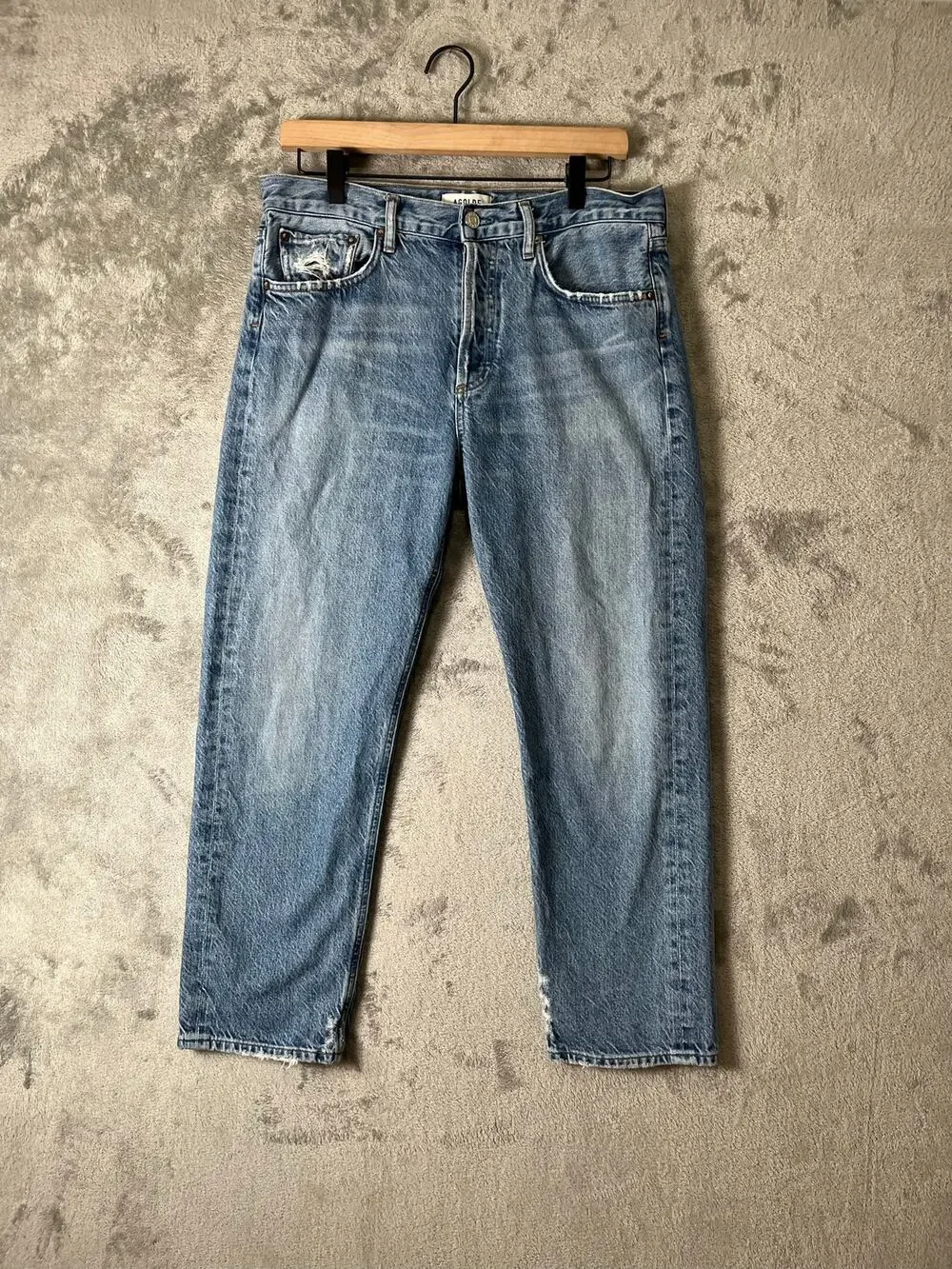 AGOLDE Parker Easy Fit Straight Leg Crop Ankle Jeans Light Wash Denim Size 28